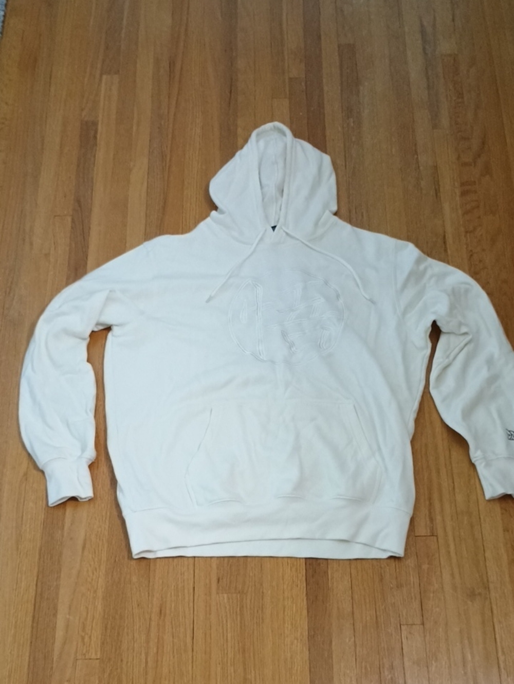 Men's Dragonball Z White Hooded Sweatshirt with Tone-on-Tone Chest Detail